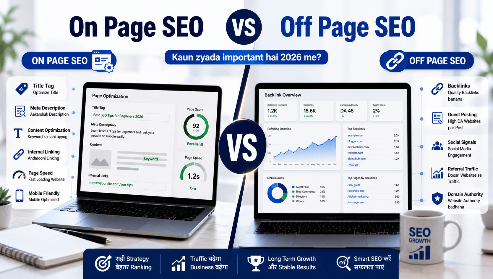 On page SEO vs Off Page SEo